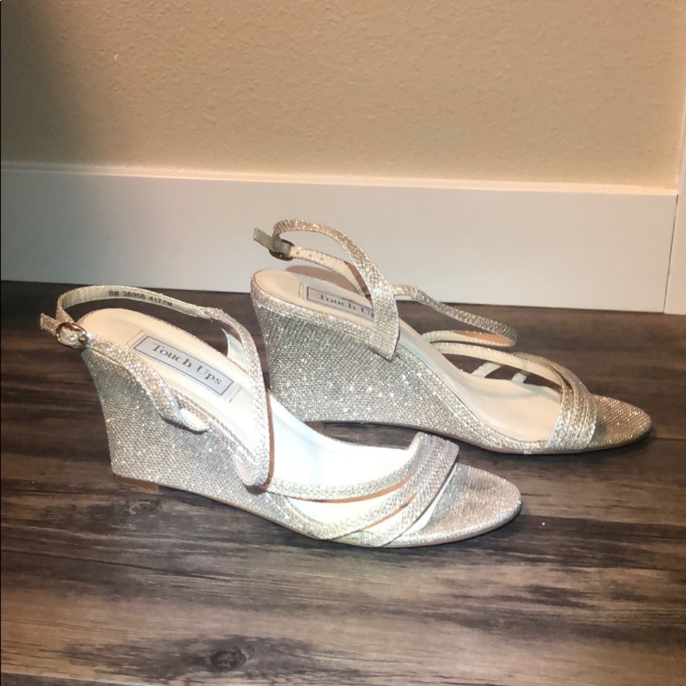 Sparkly Cream-colored (touch of pink) Wedges
